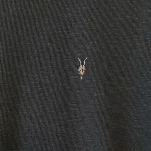 Men's AllSaints T Shirt Waffle Esum Short Sleeve Tee Crewneck Navy Blue - Large - Picture 3 of 5